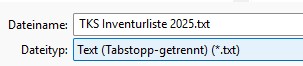 Excel: Speichern unter – Dateityp Text (Tabstopp-getrennt) (*.txt)