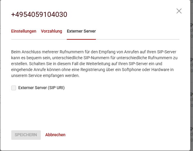 Deaktivieren der Verbindung in Zadarma