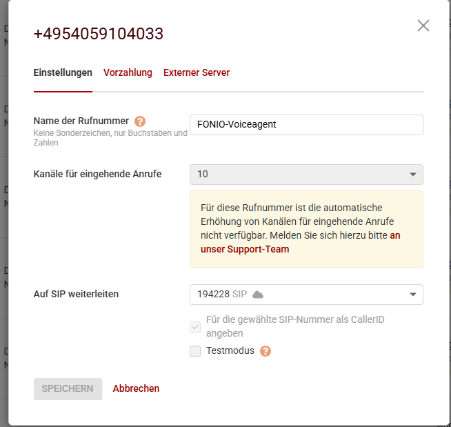 SIP-Weiterleitung in Zadarma aktivieren